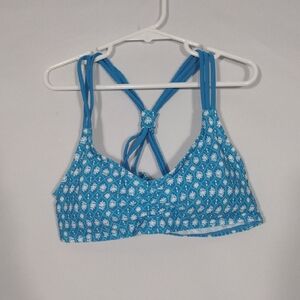 NWT Cabana Life Girls Blue Floral Swim Top Size 14